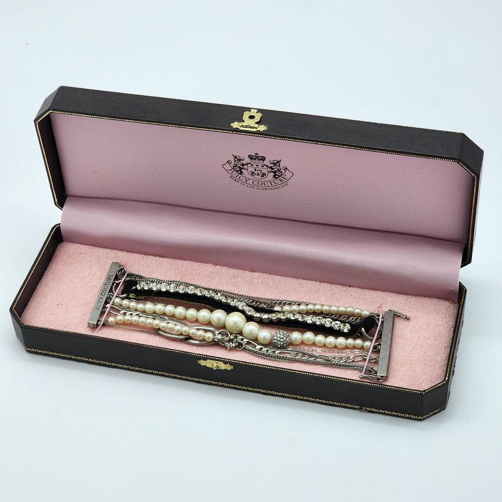 Juicy Couture Y2K Pearl Rhinestone Multi-Chain Bracelet